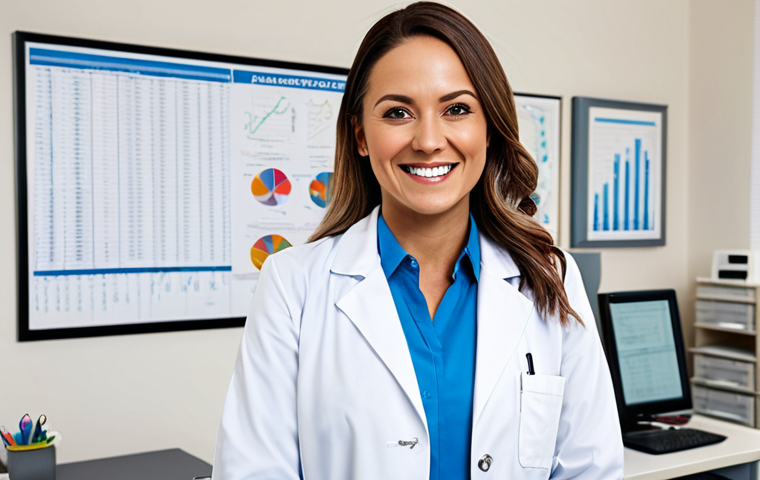 **

A professional female doctor in a fully clothed, modest white lab coat, smiling warmly in a bright and clean hospital office.  She's standing next to a desk with medical charts. Safe for work, appropriate content, perfect anatomy, natural proportions, professional portrait, family-friendly.

**