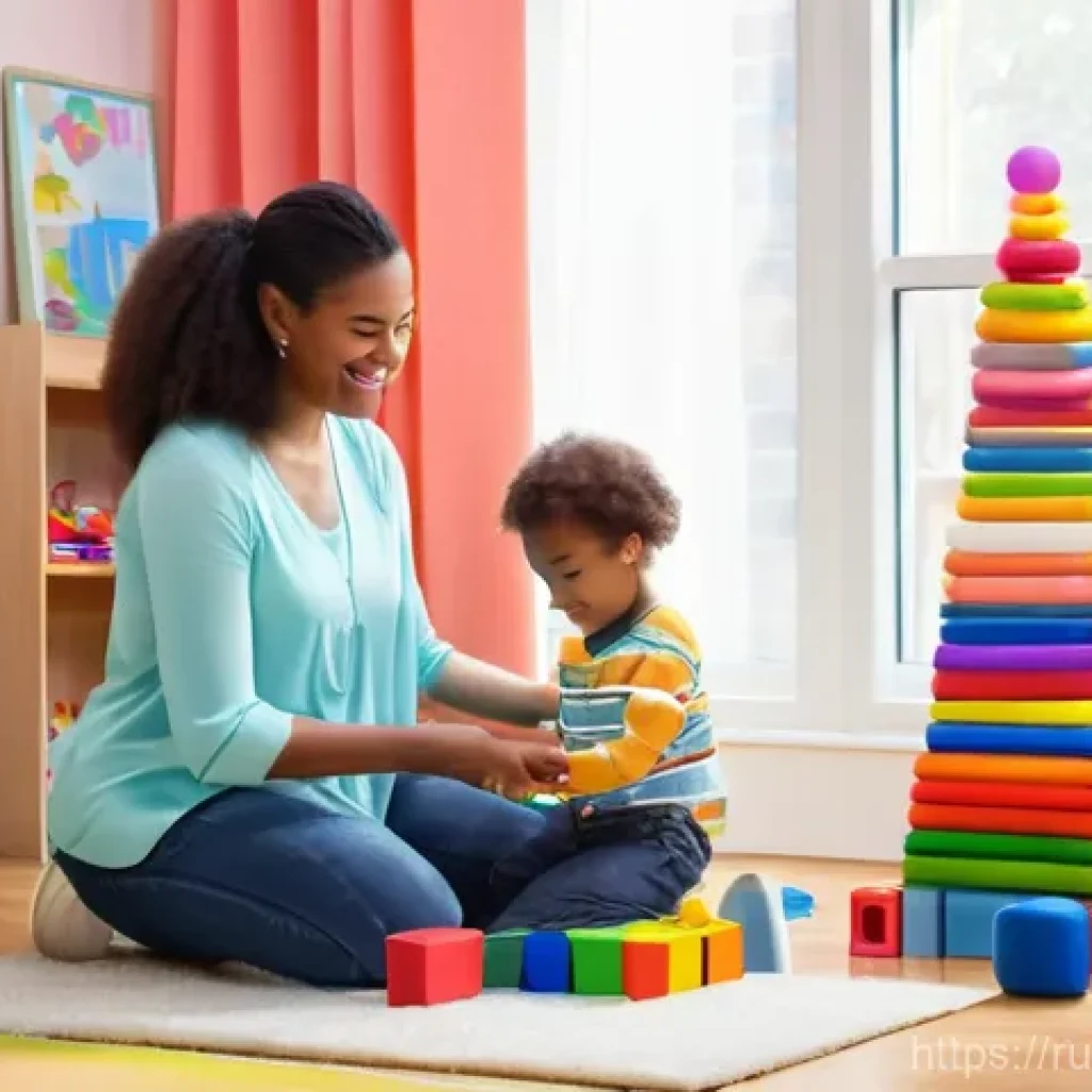 놀이치료사의 직업 만족도 향상 방법 - **A heartwarming moment in a vibrant play therapy room:** A cheerful, well-lit therapy room filled w...
